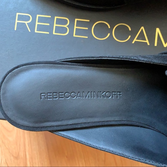 New Rebecca Minkoff Mika Black Suede Mule Flats - Picture 4 of 11